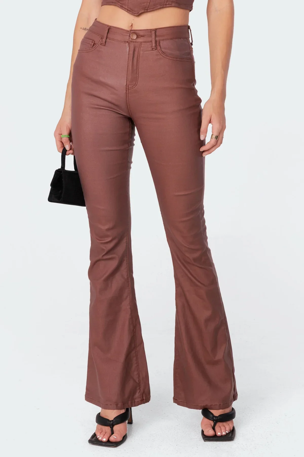 Mila Leather Flare Jeans - Image 10