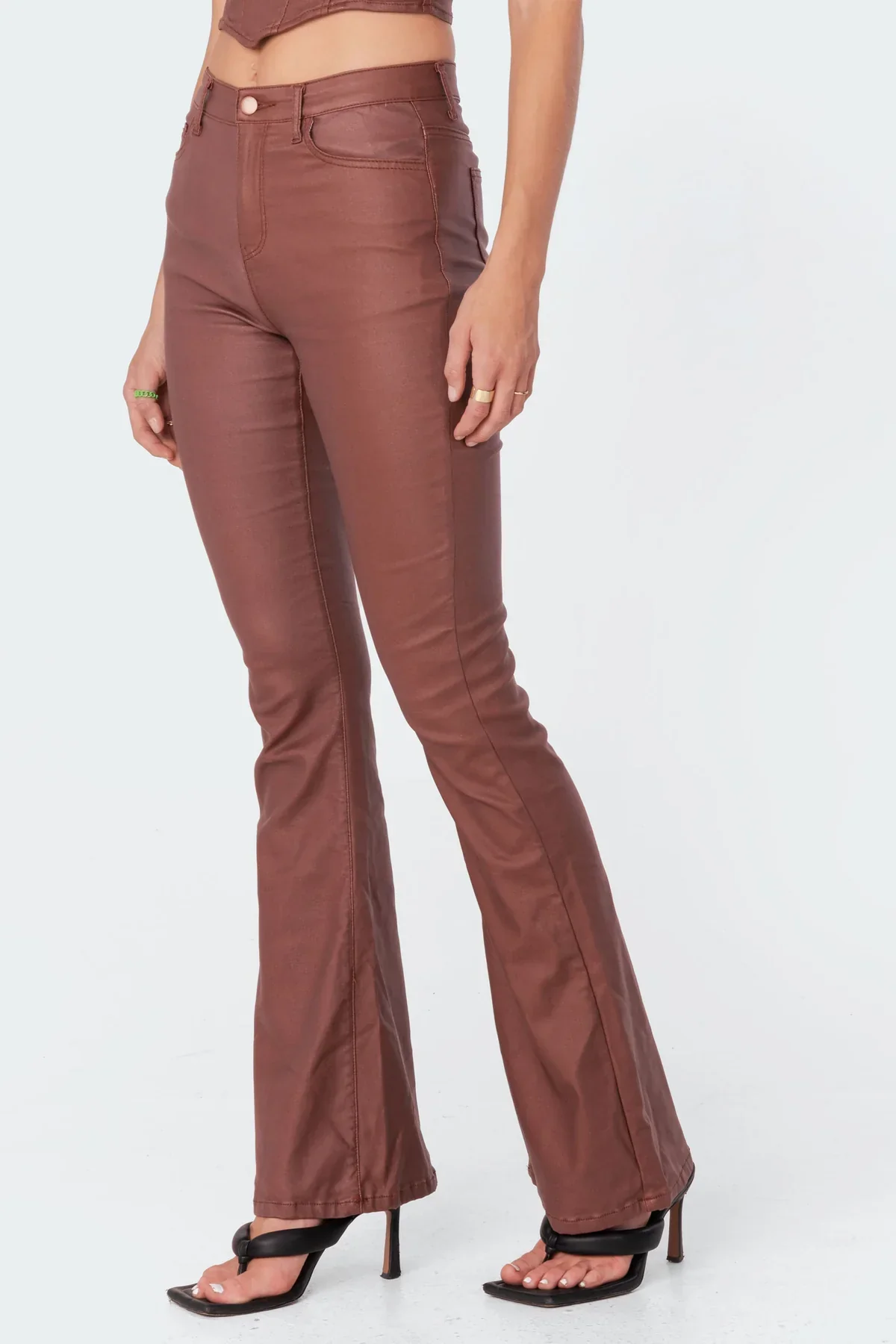 Mila Leather Flare Jeans - Image 11