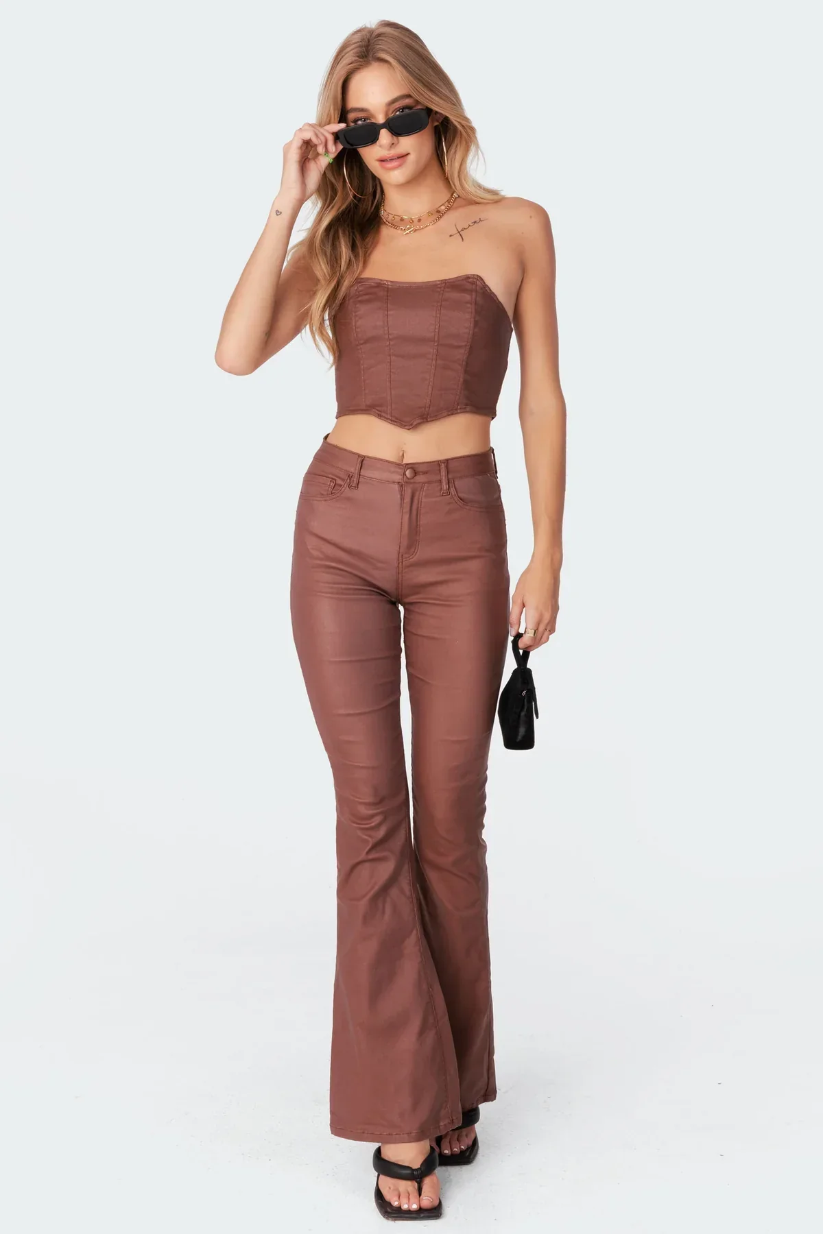 Mila Leather Flare Jeans - Image 12