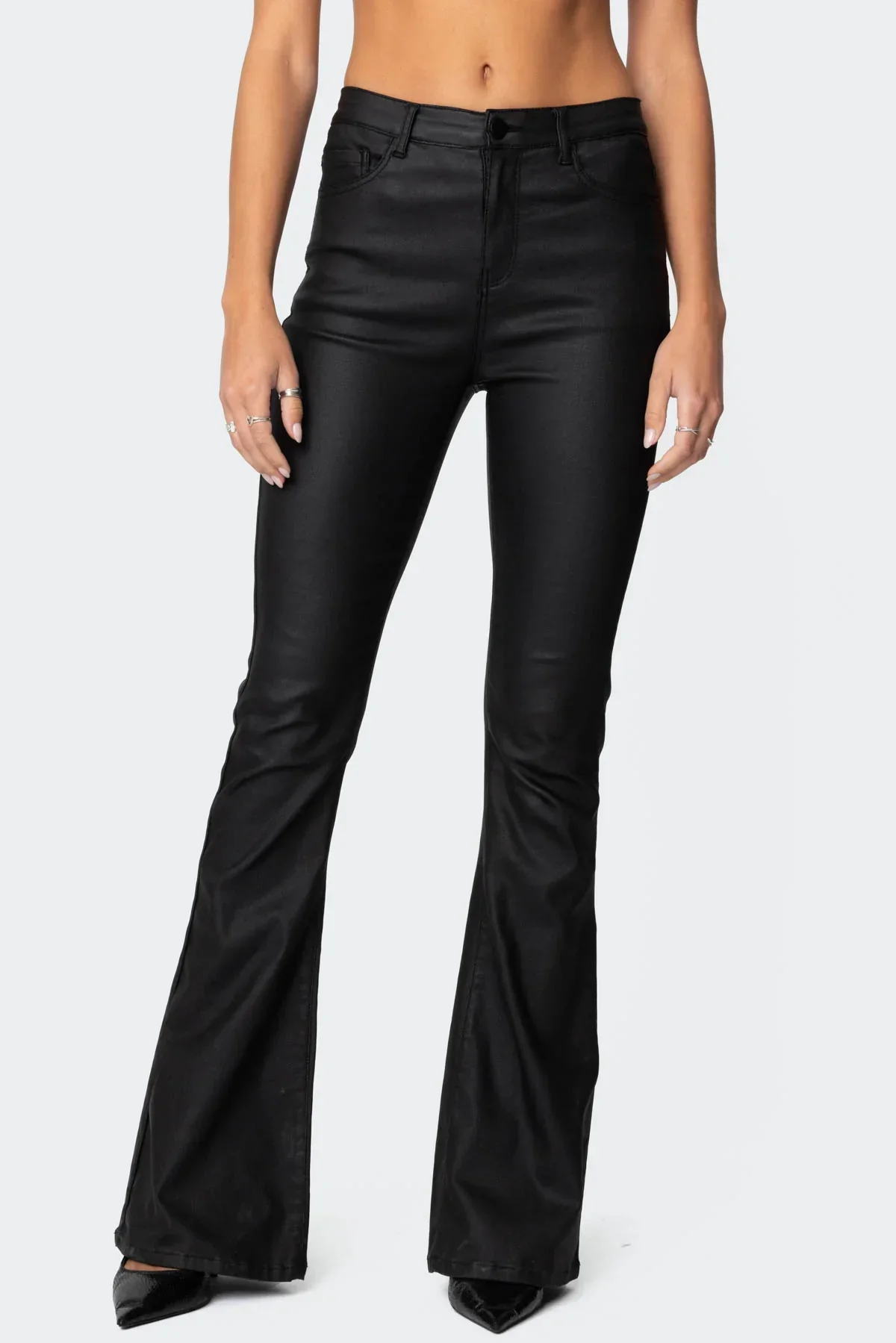 Mila Leather Flare Jeans - Image 3