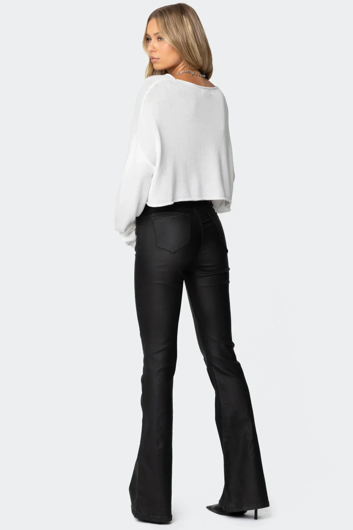 Mila Leather Flare Jeans - Image 4