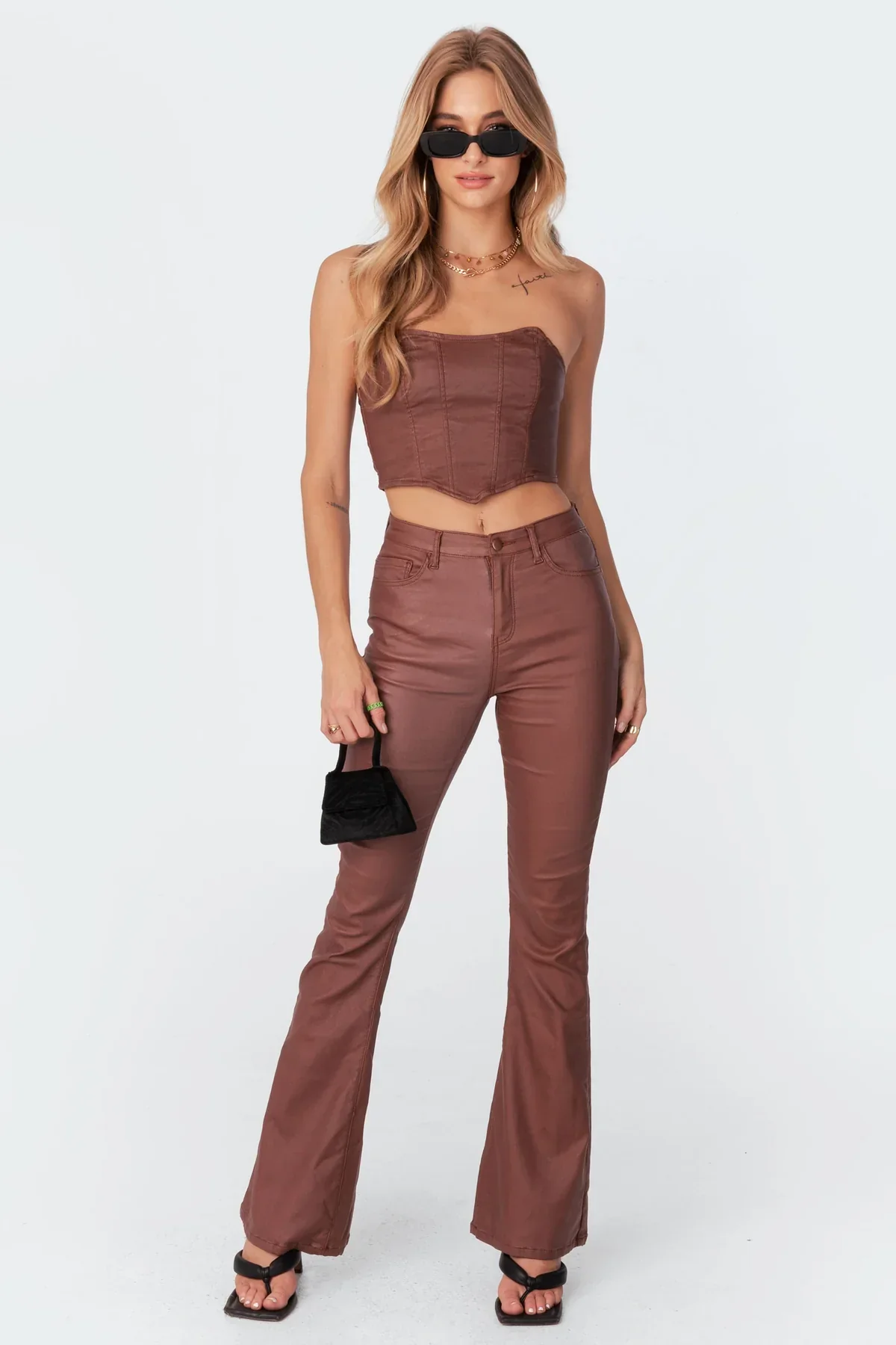 Mila Leather Flare Jeans - Image 9